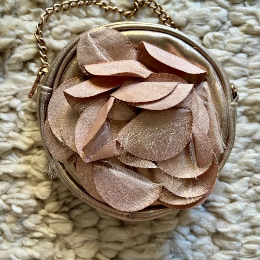 Children’s mini purse rose gold 3D flower